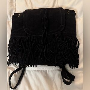 Black Fringe Women's Bag pack purse NWT